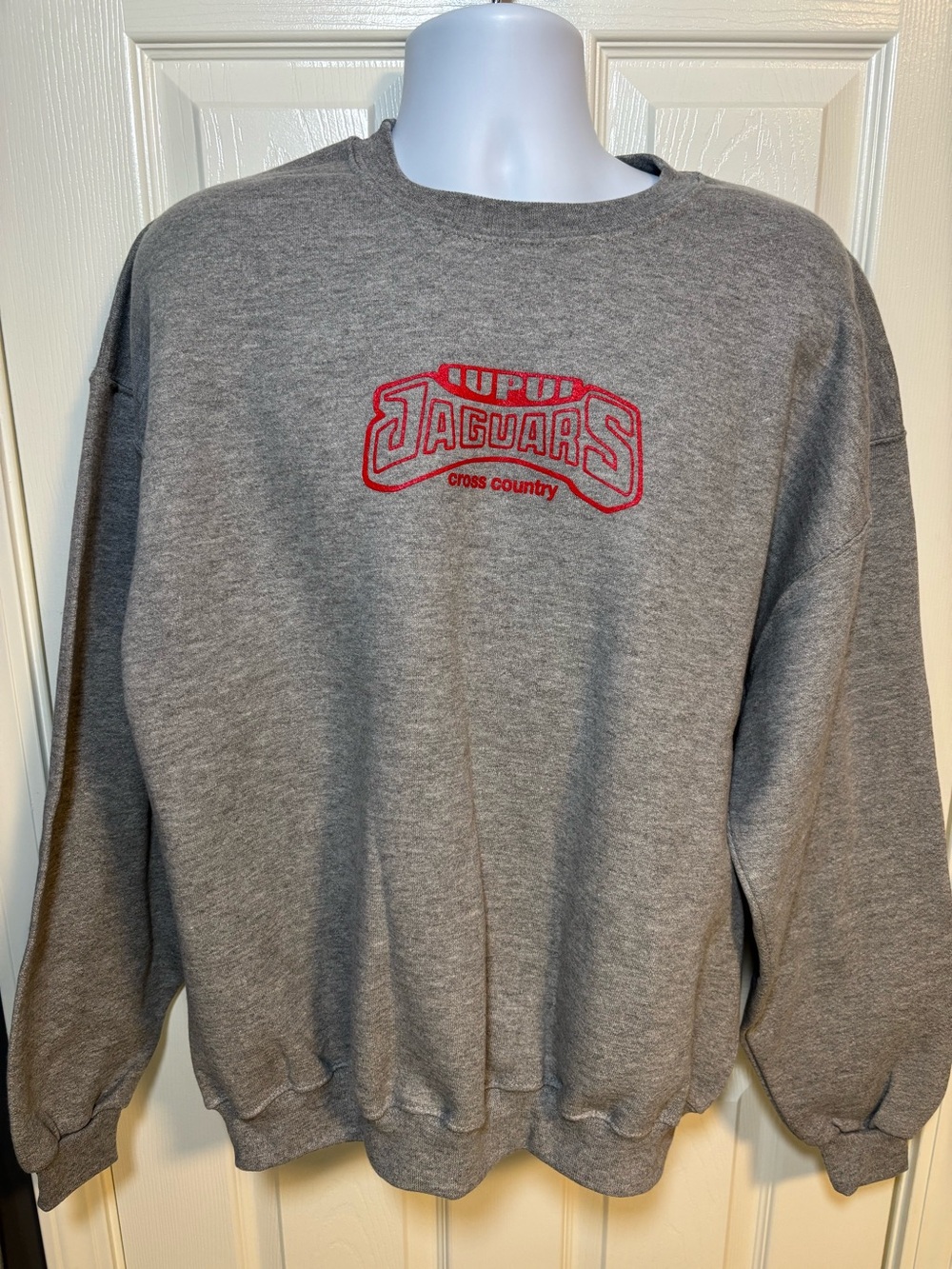 Jerzees gray crewneck sweatshirt with red  IUPUI JAGUARS Cross Country size XL